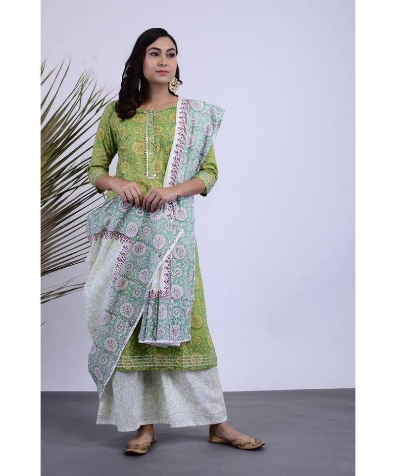 Gaari Cotton Hand Block Set of three