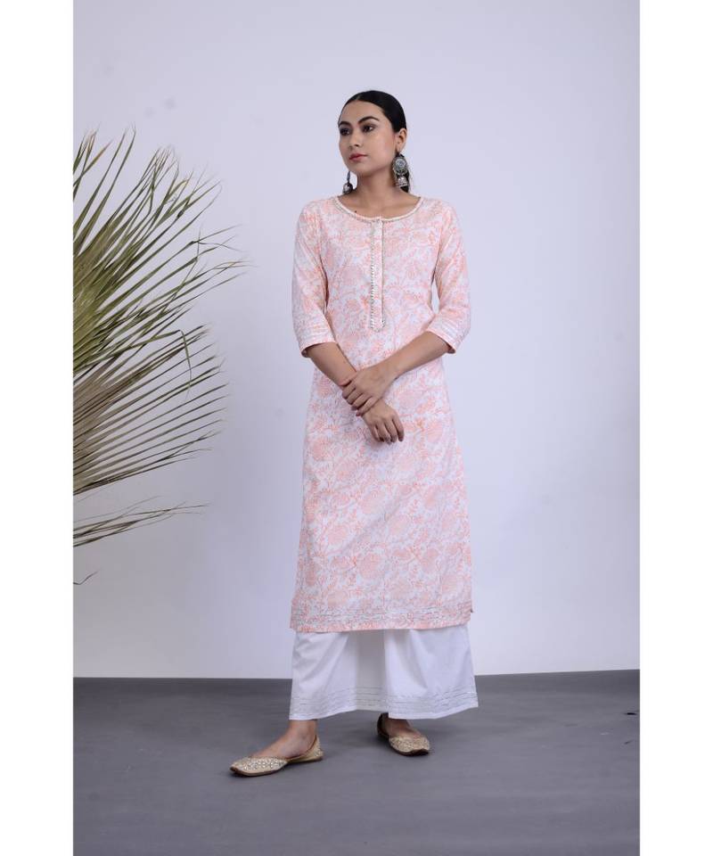 Aarifa Hand Blocked Kurta Palazzo Set Of Two