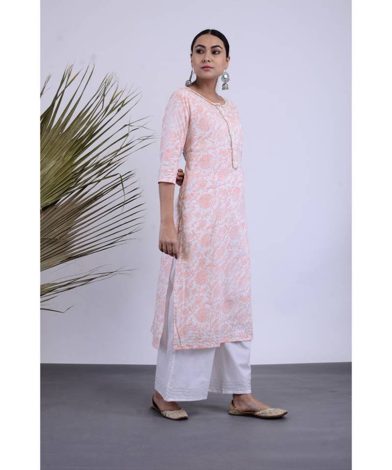 Aarifa Hand Blocked Kurta Palazzo Set Of Two