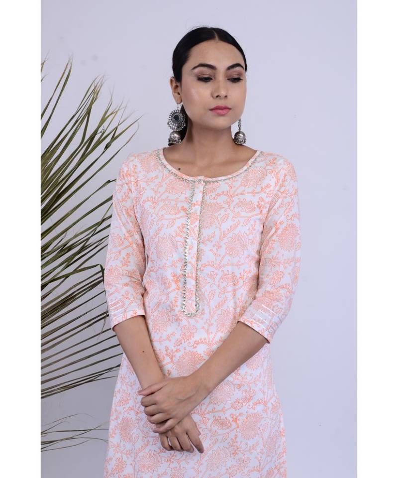 Aarifa Hand Blocked Kurta Palazzo Set Of Two