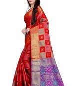 Red Woven Banarasi Silk Saree With Blouse