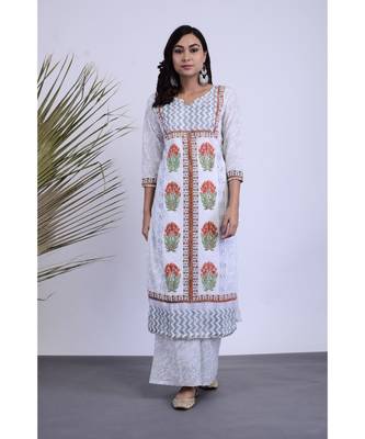 Damo Hand Blocked Kurta Palazzo Set of two 1