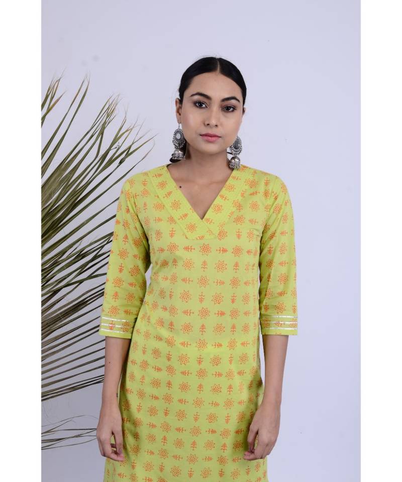 Naman Hand Blocked Kurta Pants Set