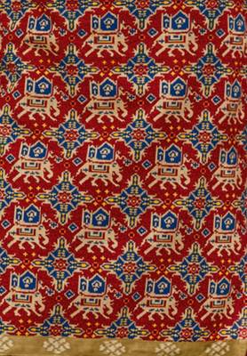 Women's Red & Bronze Cotton Printed Readymade Salwar Suit Set 4