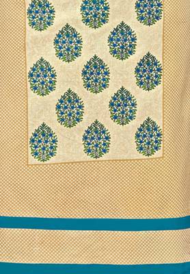 Women's Beige & Sky Blue Cotton Printed Readymade Salwar Suit Set 4