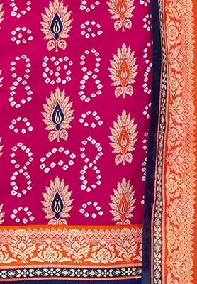 Women'S Pink & Orange Cotton Printed Readymade Salwar Suit Set 4