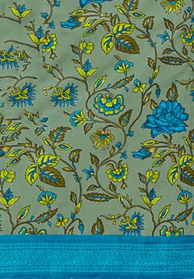 Women's Green & Blue Cotton Printed Readymade Salwar Suit Set 4