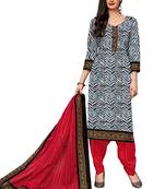 Women's Black & Red Cotton Printed Readymade Salwar Suit Set
