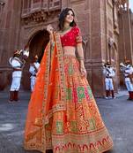 Multicolor Silk Woven Work Lehenga