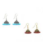 Multicolor Silver & Gold Plated Combo Of 2 Jhumki Earrings For Women/Girls