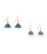 Multicolor Silver & Gold Plated Combo Of 2 Jhumki Earrings For Women/Girls