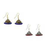 Multicolor Silver & Gold Plated Combo Of 2 Jhumki Earrings For Women/Girls