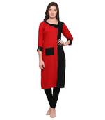 Red Plain  Pure Rayon Kurti