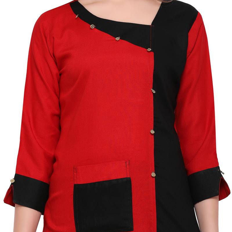 Red Plain  Pure Rayon Kurti