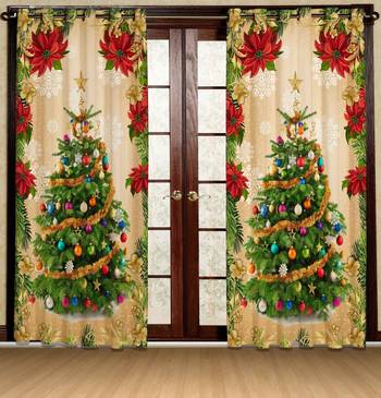 christmas tree polyester curtains 1
