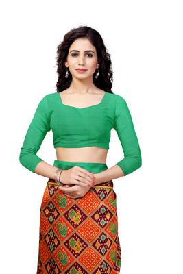 Orange Printed Art Silk Saree With Blouse 4