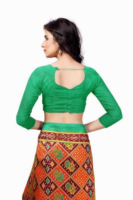 Orange Printed Art Silk Saree With Blouse 5