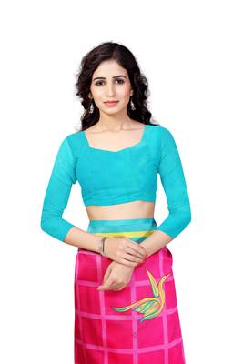 Pink Printed Art Silk Saree With Blouse 4