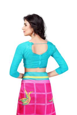 Pink Printed Art Silk Saree With Blouse 5
