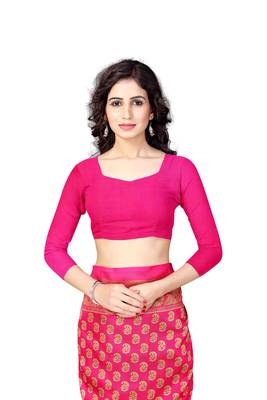 Pink Printed Art Silk Saree With Blouse 4
