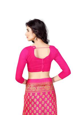 Pink Printed Art Silk Saree With Blouse 5