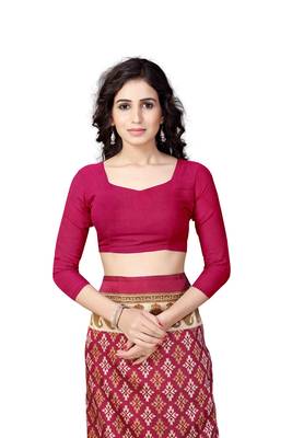 Maroon printed art silk saree with blouse 4