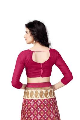 Maroon printed art silk saree with blouse 5