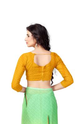 Green Printed Georgette Saree With Blouse 5