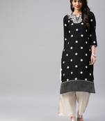 Black embroidered cotton chikankari-kurtis