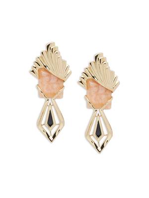 Gold malachite earrings 2