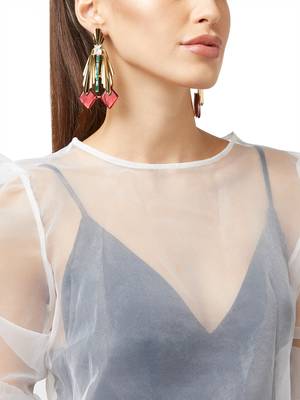 Gold malachite earrings 1
