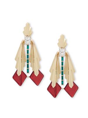 Gold malachite earrings 2