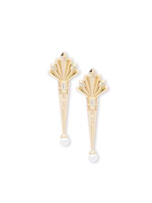 Gold malachite earrings 2