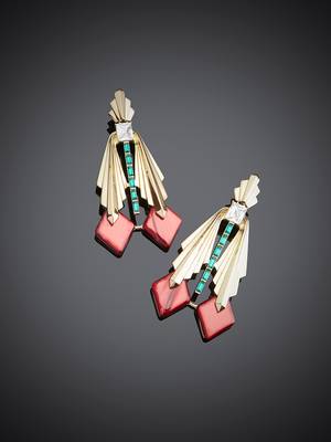 Gold malachite earrings 5