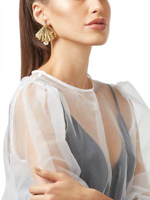 Gold malachite earrings 1