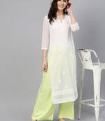 White embroidered georgette chikankari-kurtis