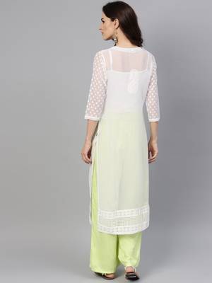 White embroidered georgette chikankari-kurtis 2