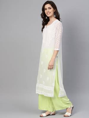 White embroidered georgette chikankari-kurtis 3