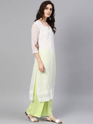 White embroidered georgette chikankari-kurtis 4