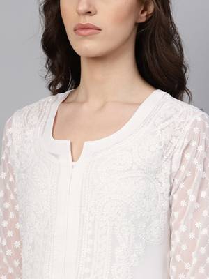 White embroidered georgette chikankari-kurtis 5
