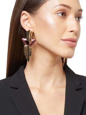 Gold malachite earrings 1