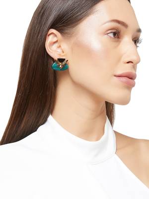 Gold malachite earrings 1