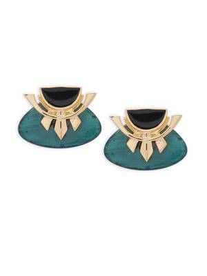 Gold malachite earrings 2