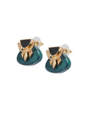 Gold malachite earrings 3