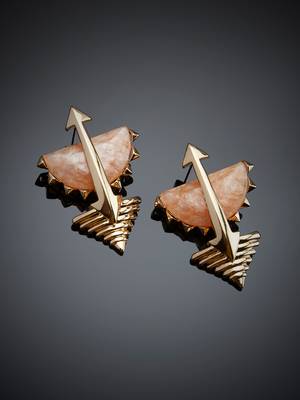 Gold malachite earrings 5