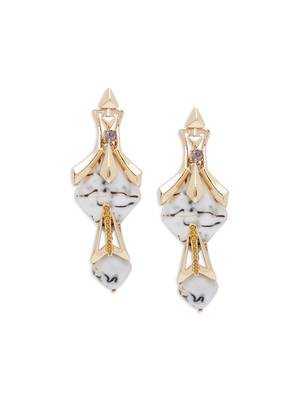 Gold malachite earrings 2