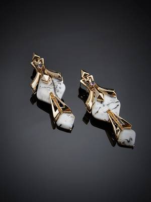 Gold malachite earrings 5
