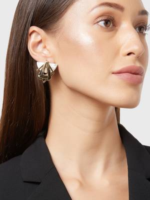 Gold malachite earrings 1