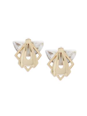Gold malachite earrings 2