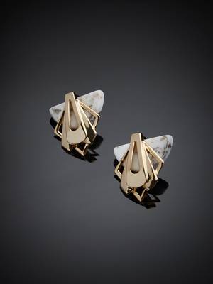 Gold malachite earrings 5